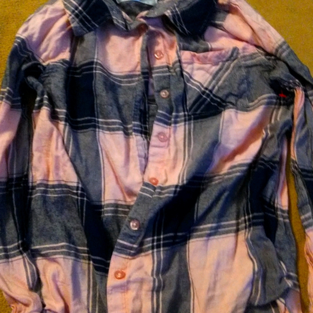 Pink Gray Striped Flannel Justice Button Up Kids